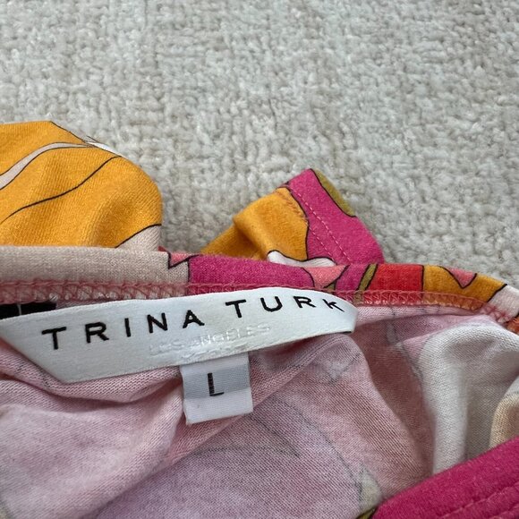 Trina Turk Floral Low Back Resort Blouse Top L - Picture 2 of 10
